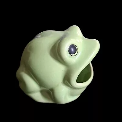 Vintage Green Frog Sponge Holder 1970s Ceramic Big Mouth Big Eyes • $17.95