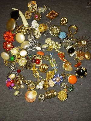 Vintage Lot Of All Signed Single Clip On & Screw  Back Earrings (#273) • $9.99