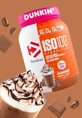 Dymatize ISO100 Hydrolyzed Protein Powder 1.4 Lbs~ Dunkin Mocha Latte ~BB: 5/24 • $24.95