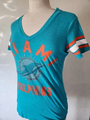 $11 • Buy NFL For Her Miami Dolphins Womens Team Glitter Shirt S 