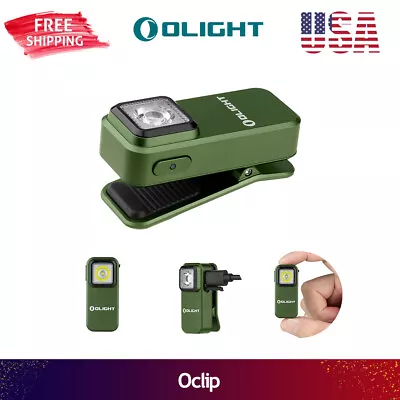 Olight Oclip Clip Light With White And Red Light IPX5 Portable Small (OD Green) • $29.99