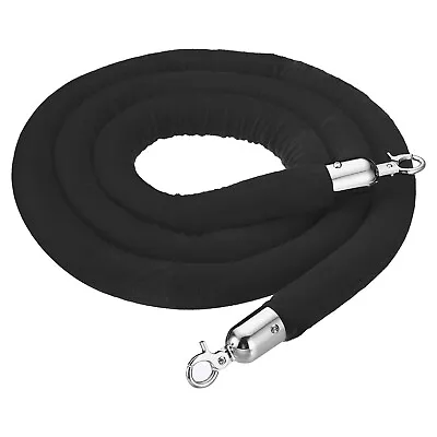 8 Feet Black Velvet Stanchion Rope Crowd Control Barrier Rope With Snap Hooks • $25.06