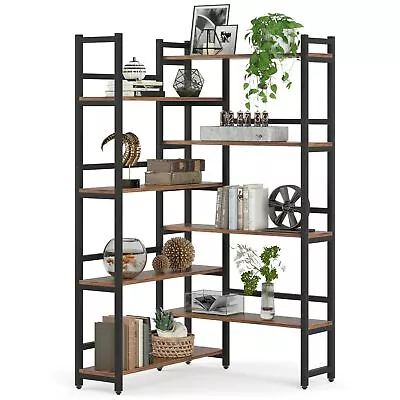 70.8 H Corner Bookcase With Metal Frame Vintage Bookshelf Balcony Plant Stand US • $213.30