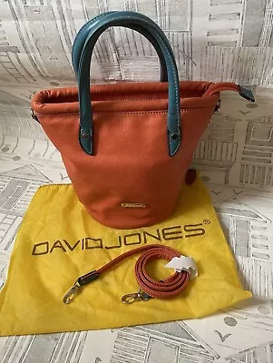 David Jones Orange & Teale Hand Bag Summer Hand Bag With Long Strap / Pre Loved  • £12.50