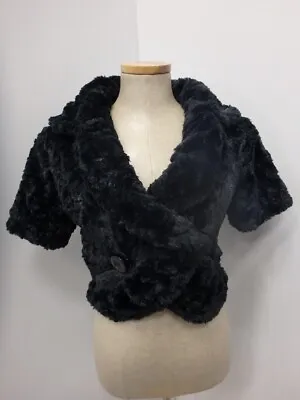 Black Mink Faux Fur Bolero Jacket Small Charlotte Russe Women's 27104 • $50