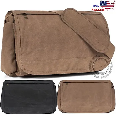 NEW Men's Vintage Canvas Schoolbag Satchel Shoulder Messenger Bag Laptop Bags • $21.99