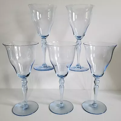 Set Of 5 Light Blue Hawkes? Seneca? 8” Wine Glass/goblet MINT • $32