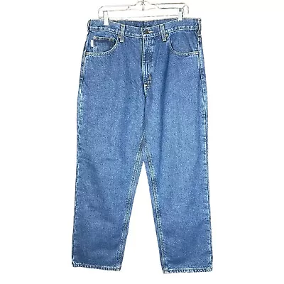 Carhartt Flannel Lined Work Jeans Mens Size 34x30 B172 DST Relaxed Fit USA Baggy • $19.78