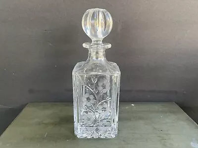 ROYAL DULTON Lead-Crystal Chelsea Square Whisky Decanter (H: 10”) • $34.99