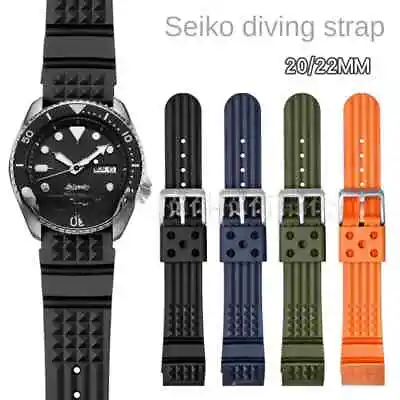 Super QualityThicked Rubber Strap Sport Diving Watch Band Mens 20 22mm For Seiko • £16.88