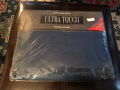 Vintage New Ultra Touch Stevens No Iron Twin Deep Fitted Sheet Night Blue NOS • $9.99