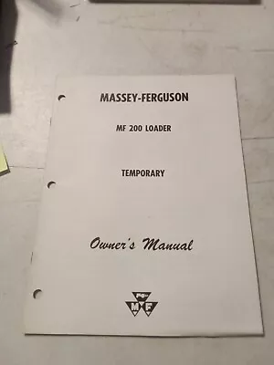 Vintage 1962 Massey Ferguson Mf 200 Loader Temporary Owners Manual  • $12.95
