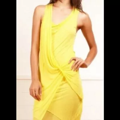 Helmet Lang Sleeveless Yellow Drape Dress (Sz Small) **BRAND NEW** • $199