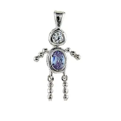 Sterling Silver Birthstone Baby Boy Pendant Charm W/ Clear And Colored CZ Stones • $8.99