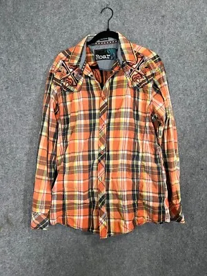 ROAR Signature Edition Shirt Mens Large Orange Button Up Shirt Embroidery • $23.10