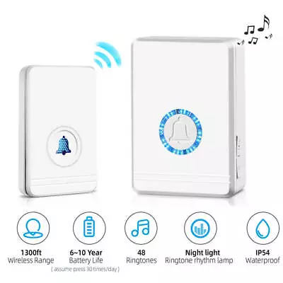 400m Waterproof Wireless Door Bell Home Doorbell Chime Plug-in Receiver 48 Music • $17.19