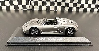 Minichamps Porsche 918 Spyder Roadster - Metallic Grey - 1:43 Diecast W/Case/Box • $95.11