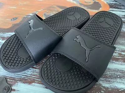 $34.40 • Buy PUMA Cool Cat Size 8 Black / Black With Cool Cat Logo Women Slide Sandals NEW