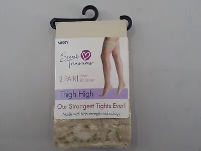 Secret Treasures 2 Pair Thigh High Sheer Tights Missy Size Beige Lace Top Nwd • £5.77