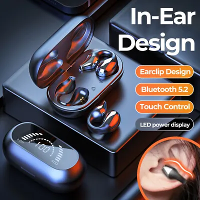 Bluetooth 5.2 Headset TWS Wireless Earphones Earbuds Stereo Headphones Ear Hook • $14.23
