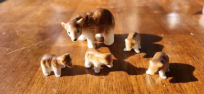 Vintage Bone China Miniature Bear Family Animal Figurines Made In JAPAN • $12