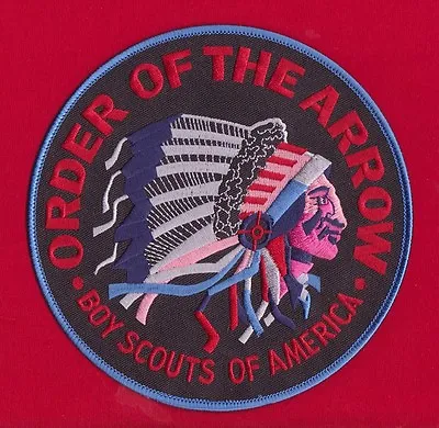 BLACK Twill OA Indian Head Jacket Back Patch Order Arrow 6 Inch BLUE Border • $14.99