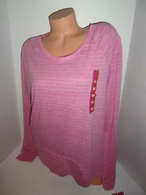 Mossimo Raglan Pink Gray Stripe Knit Top XXL • $12