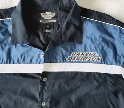 HARLEY DAVIDSON MOTORCYCLES Men 3XL Mechanic Shirt Short Sleeve Button Down • $35