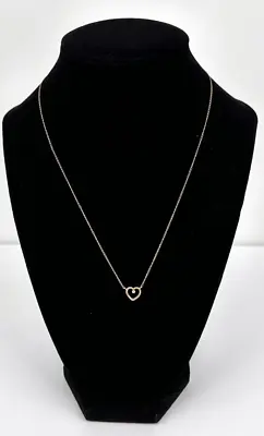 Vintage 14K Yellow Gold Solitaire Diamond Heart Pendant Necklace Marked • $129.99