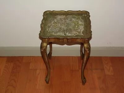 Vintage Italian Florentine Gilt Wood Small Side Table Florence Italy • $337.50