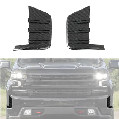 Carbon Fiber Front Bumper Cover Trim Accessories For Chevy Silverado 1500 2019+ • $31.49