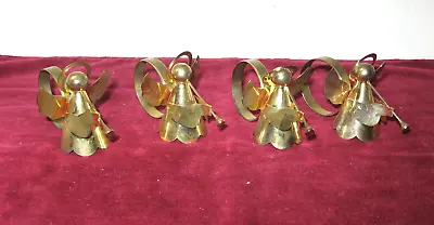 Vintage Brass Angel Napkin Rings Set Of 4 Christmas Brass Angel Napkin Rings 4 • $2.75