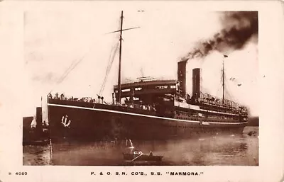 SS MARMORA IN HARBOR ~ P & O SHIP LINE REAL PHOTO PC ~ Used 1913 • $11.49