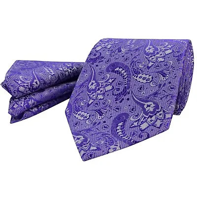 New Mens Paisley Woven Flower Silk Wedding Gift Tie Hanky Set • £9.95