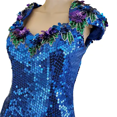 Vintage Alyce Designs Dress Womens XS Blue Sequin Lined Prom Pageant Tango Dance • $127.05