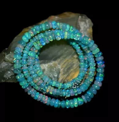 16  Natural Ethiopian Opal Beads Natural Welo Fire Sky Blue Opal Beads Necklace • $21.90