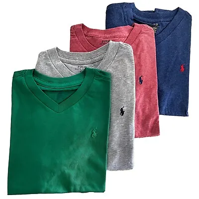 Boys Ralph Lauren Polo T Shirt New V Neck Bonus 4  Pack Age 6 • £16.99