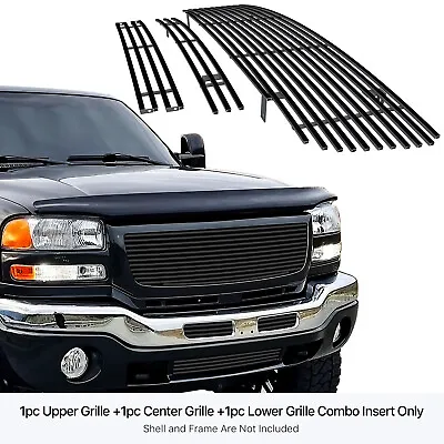 For 2003-2006 GMC Sierra 1500/2500HD/3500 Stainless Black Billet Grille Combo • $80.99