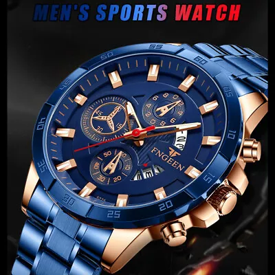 $14.64 • Buy Men Watch Stainless Steel Quartz Classic Business Luminous Wristwatch