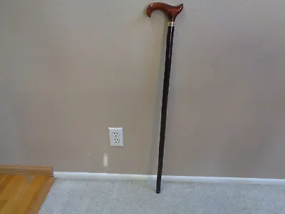 Clean Vintage 36  Exotic Wood & Brass Handle Tree Branch Walking Cane • $28.50