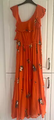 Karen Millen Orange Beaded/Embroided Havana Dress - Sz 16 - New • £44.99