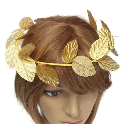 Greek Roman Goddess Gold Toga Leaves Laurel Wreath Head Band Fancy Dress Costume • £2.45