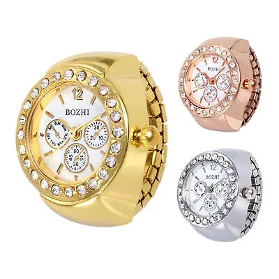  Vintage Punk Finger Watch Ring Watch Gold Encrusted Diamond Stretch Strap  • $8.72