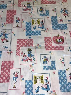 Vintage Cotton Fabric 1950s Nursery Rhymes - Estate Find • $59.99