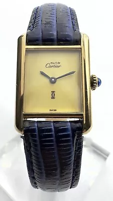 Cartier ‘Must De Cartier’ Tank Manual 1970’s Ladies Collectors Watch Rare Dial • £1500