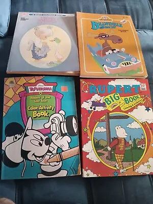 Lot Of 4 Vintage Coloring Books Precious Moments Mickey Mouse Rupert Bullwinkle • $17.99