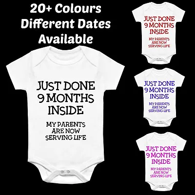 Just Done 9 Months Inside Baby Vest Personalised Printed Bodysuit Custom • £5.99