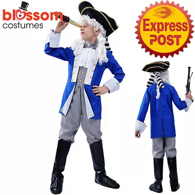 IC30 Blue Napoleon Cosplay Historical Revolution Civil War Colonial Boys Costume • £19.62