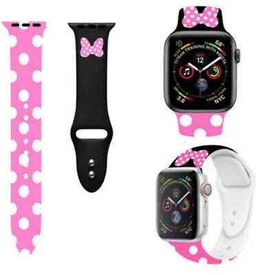 $10.99 • Buy Disney Mickey Mouse Minnie Band For Apple Watch Series 6 5 4 3 2 Silicone Strap