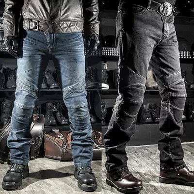 Mens Motorcycle Cargo Trousers Jeans Pants Armoured Motorbike Pan Denim Trousers • £29.99